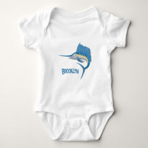 Swordfish sailfish fun cartoon illustration baby bodysuit