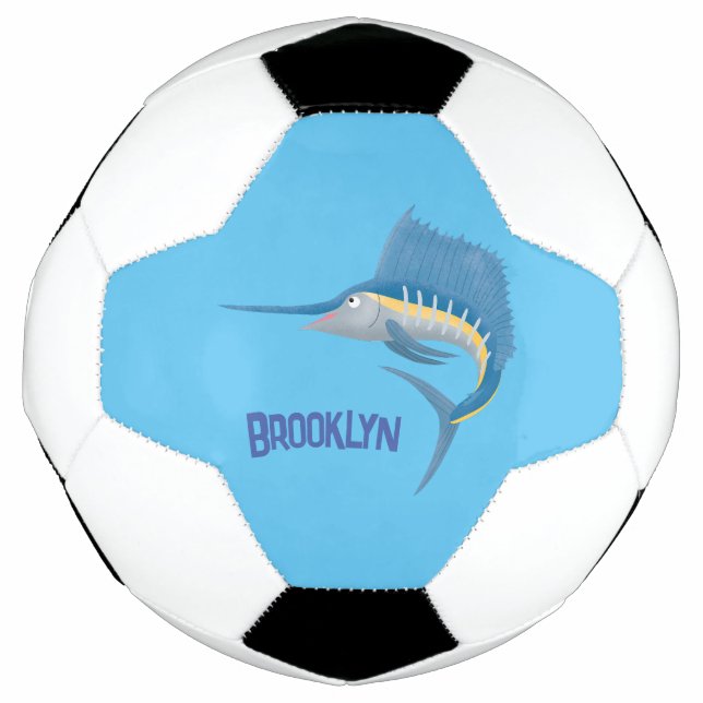 Swordfish sailfish fun cartoon illustration football (Front)