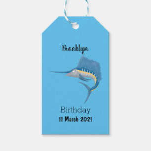 Swordfish sailfish fun cartoon illustration gift tags