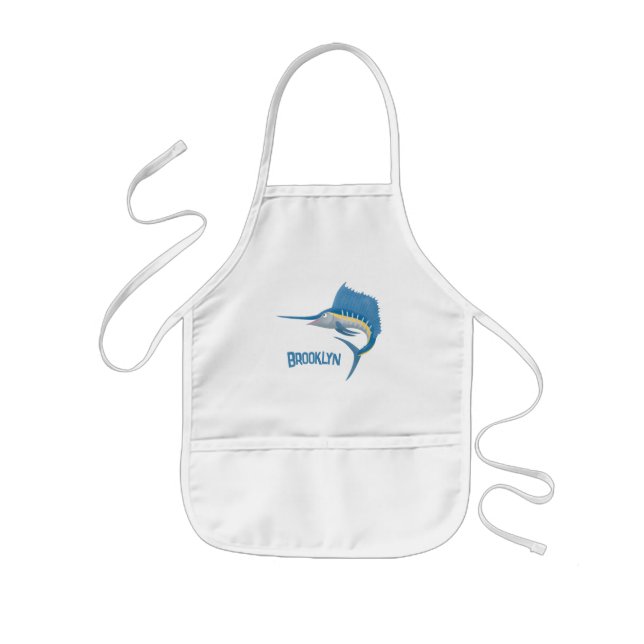 Swordfish sailfish fun cartoon illustration kids apron (Front)