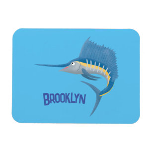 Swordfish sailfish fun cartoon illustration magnet