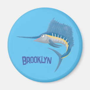 Swordfish sailfish fun cartoon illustration magnet