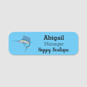 Swordfish sailfish fun cartoon illustration name tag