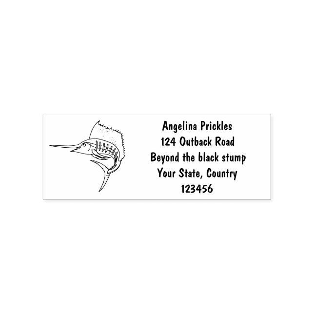Swordfish sailfish fun cartoon illustration rubber stamp (Imprint)