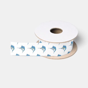 Swordfish sailfish fun cartoon illustration satin ribbon