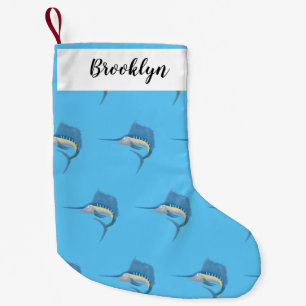 Swordfish sailfish fun cartoon illustration small christmas stocking