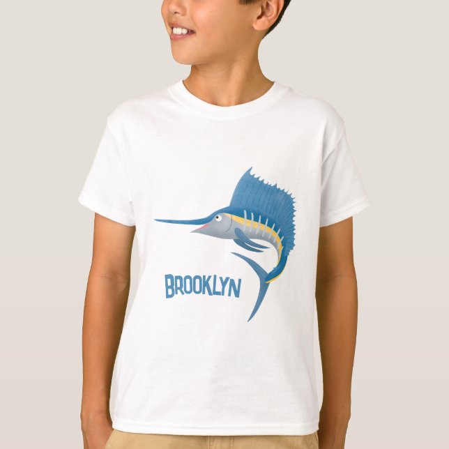 Swordfish sailfish fun cartoon illustration T-Shirt (Front)