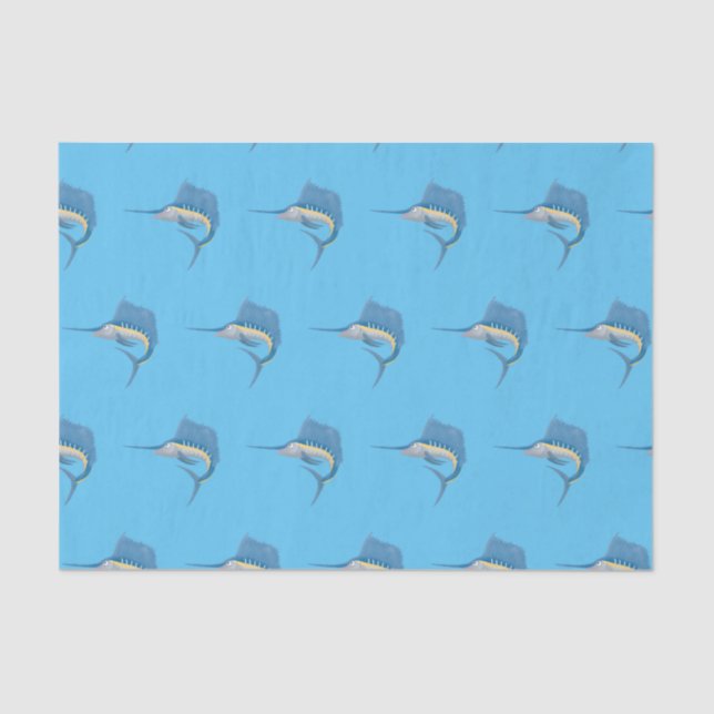 Swordfish sailfish fun cartoon illustration tissue paper (Front)