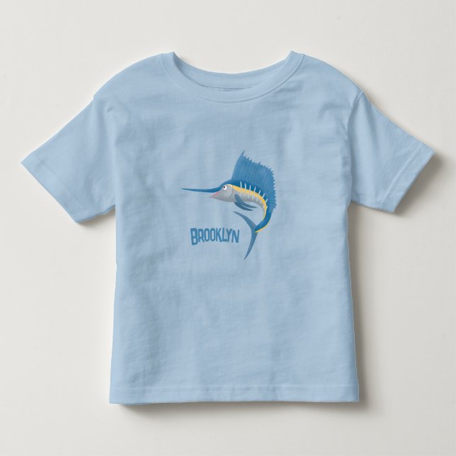 Swordfish sailfish fun cartoon illustration toddler T-Shirt (Front)