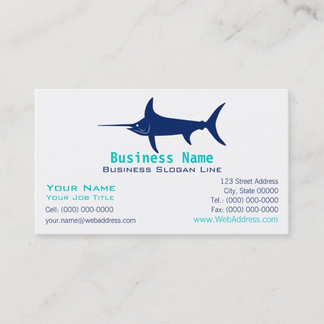 Swordfish Silhouette Business Card (Front)