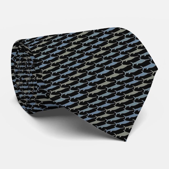 Swordfish Tie Armani Grey Black Tie (Rolled)