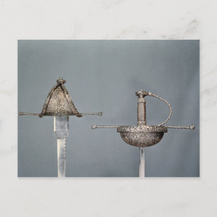 Swords: cup-hilted rapier of chiselled steel postcard