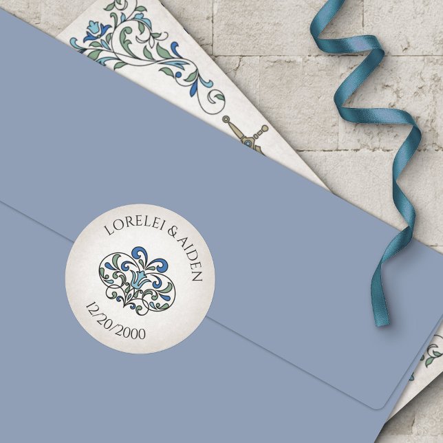 Swords Gamer Fantasy Wedding Classic Round Sticker (Creator Uploaded)