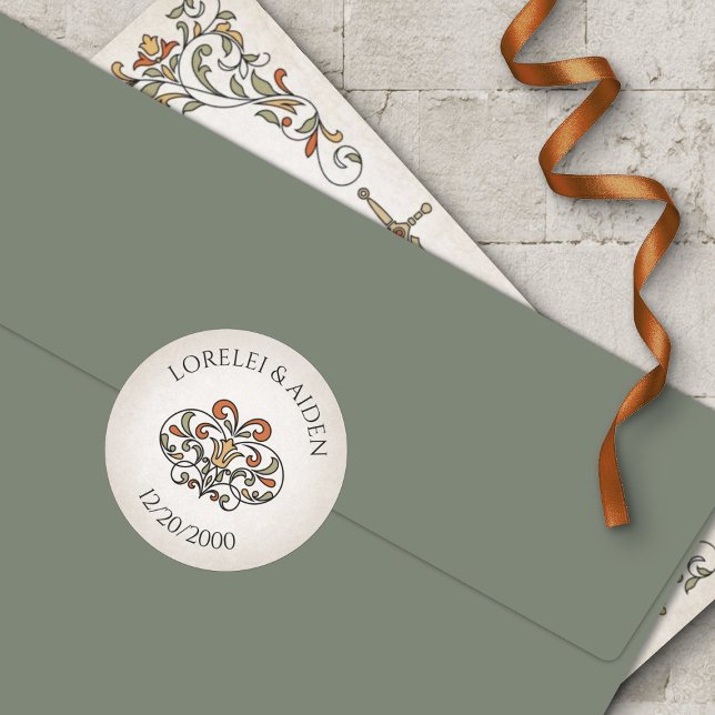 Swords Gamer Fantasy Wedding Classic Round Sticker (Creator Uploaded)