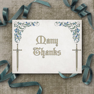Swords Gamer Fantasy Wedding Thank You Card