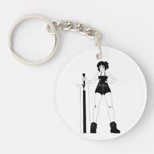 Swordswoman Anime Girl  Keychain
