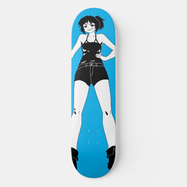 Swordswoman Anime Girl Skateboard Deck (Front)