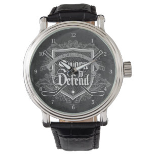 Sworn To Defend (Hockey Defenseman) Wristwatch