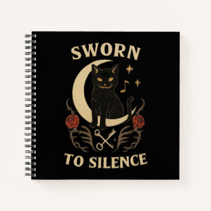 Sworn to Silence Gothic Black Cat Halloween Notebook