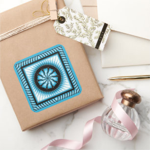 Swrling abstract blue pattern square sticker