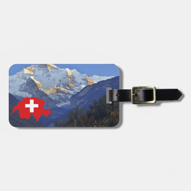 Swtzerland Jungfrau and flag Luggage Tag (Front Horizontal)