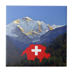 Swtzerland Jungfrau and flag Tile