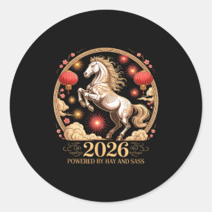 Sy 2026 Crazy Horse Lady Powered Hay S Lunar Rider Classic Round Sticker