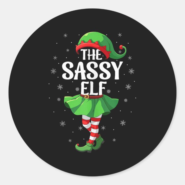 Sy Elf Christmas Girls Women Elf Squad Xmas Family Classic Round Sticker (Front)