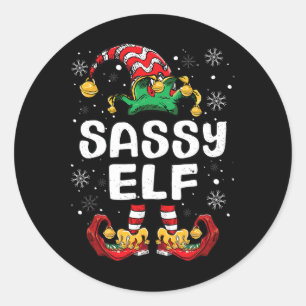 Sy Elf Family Matching Christmas Funny Classic Round Sticker