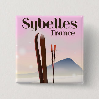 Sybelles France Ski poster 15 Cm Square Badge