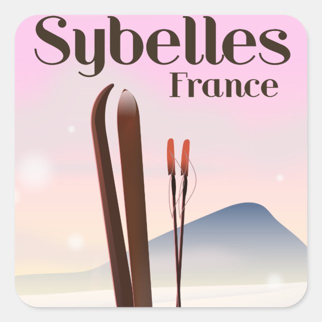 Sybelles France Ski poster Square Sticker (Front)