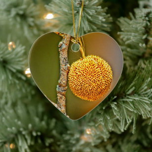 Sycamore Seed Ball Heart Ceramic Tree Decoration