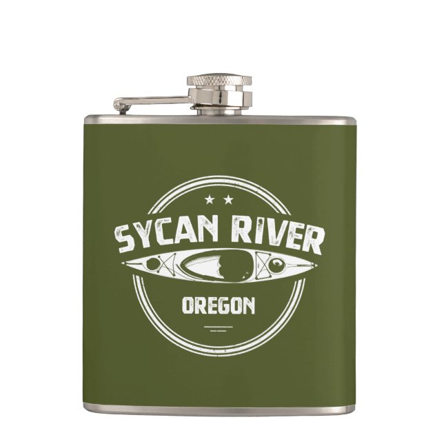 Sycan River Oregon Kayaking Hip Flask (Front)