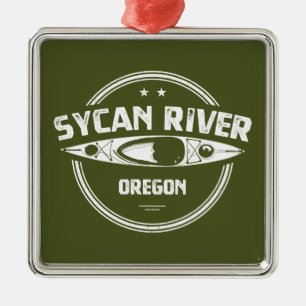 Sycan River Oregon Kayaking Metal Tree Decoration
