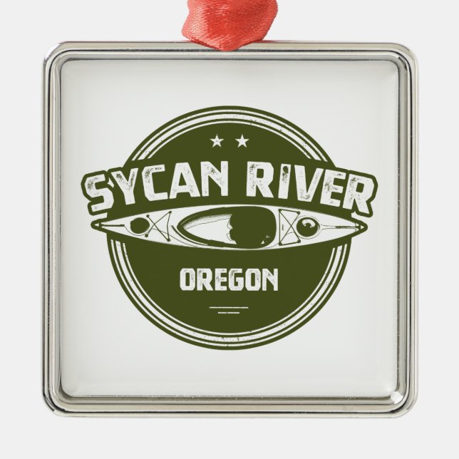 Sycan River Oregon Kayaking Metal Tree Decoration (Front)