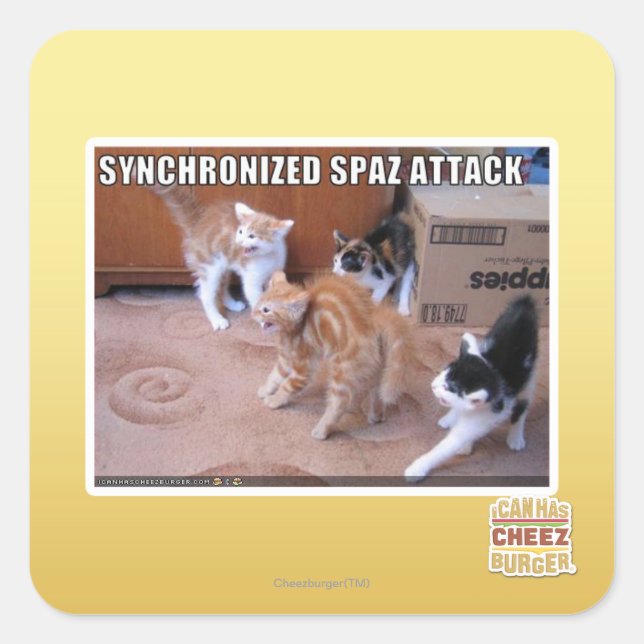 Sychronized Spaz Attack Square Sticker (Front)