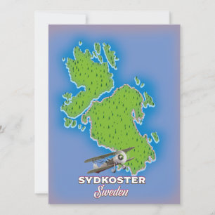 Sydkoster Sweden vintage map travel poster.