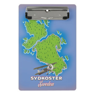 Sydkoster Sweden vintage map travel poster. Mini Clipboard