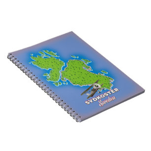 Sydkoster Sweden vintage map travel poster. Notebook