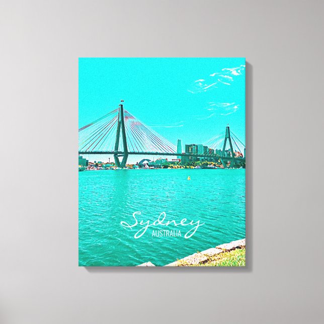 Sydney ANZAC Bridge harbour scene Canvas Print (Front)