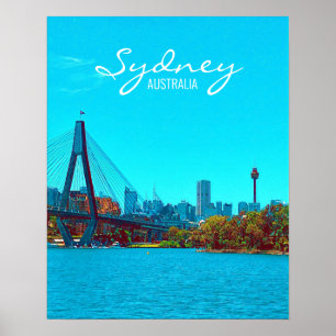 Sydney ANZAC Bridge harbour scene Poster