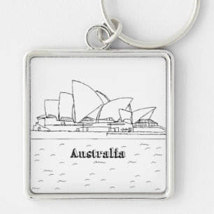 Sydney Australia Art Vacation Drawing Vacation Art Key Ring