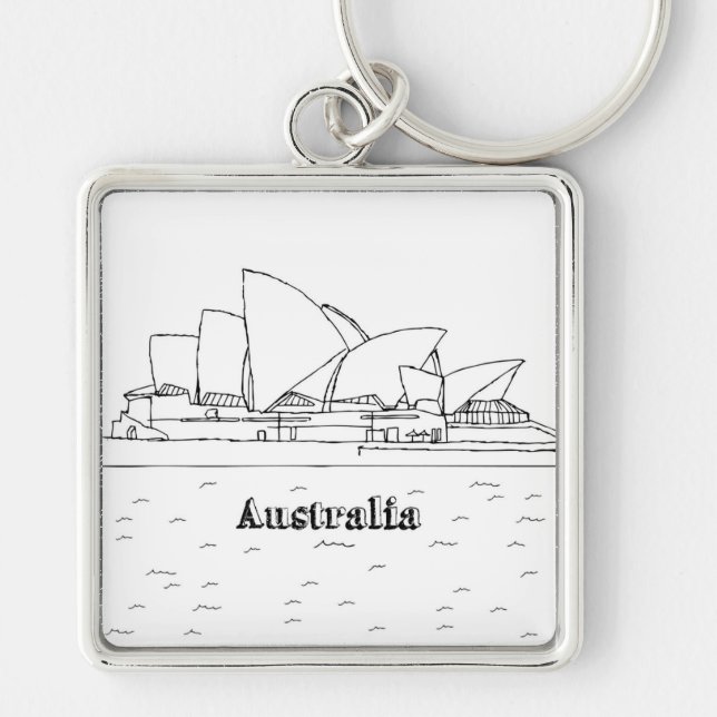 Sydney Australia Art Vacation Drawing Vacation Art Key Ring (Front)
