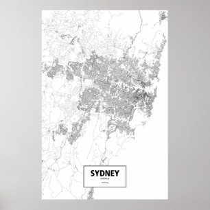 Sydney, Australia (black on white) Poster