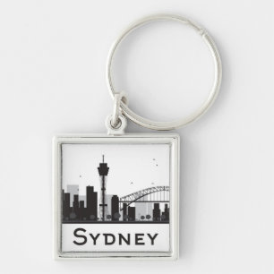 Sydney, Australia   Black & White City Skyline Key Ring