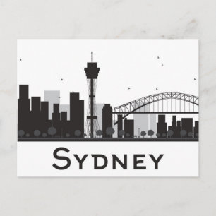 Sydney, Australia Black & White City Skyline Postcard