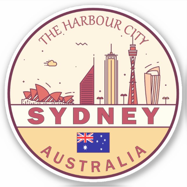 Sydney Australia City Skyline Emblem (Front)