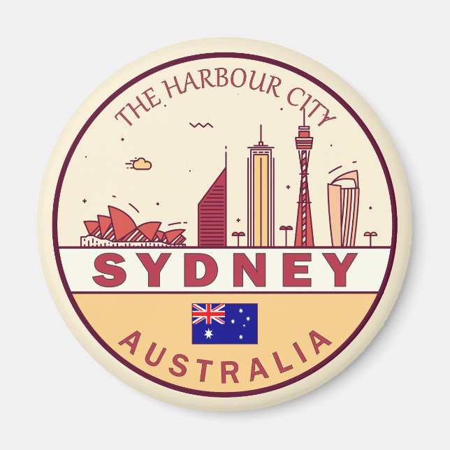 Sydney Australia City Skyline Emblem Magnet (Front)