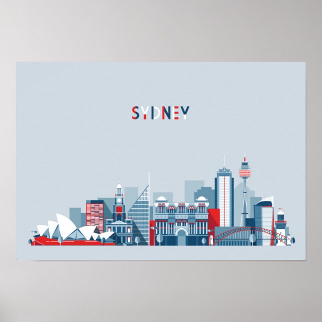 Sydney Australia City Skyline Poster (Front)