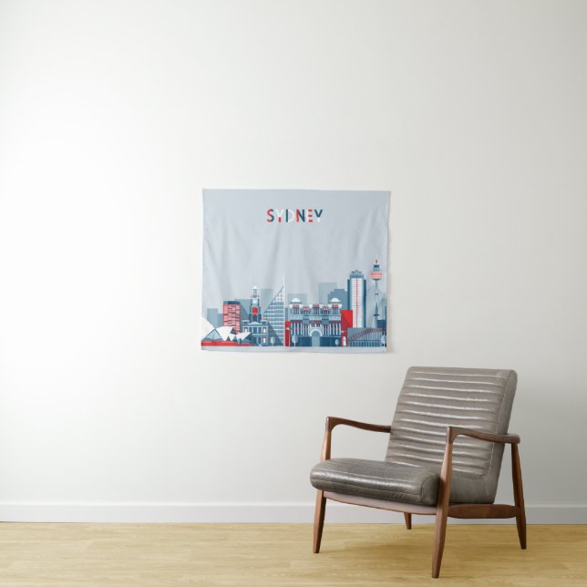 Sydney Australia City Skyline Tapestry (In Situ (Horizontal))